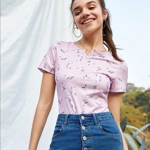 NWOT Pale pink floral bodysuit